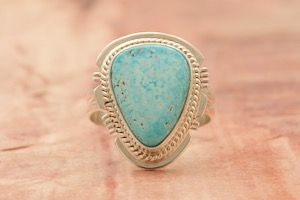 Native American Jewelry Genuine Kingman Turquoise Sterling Silver Ring